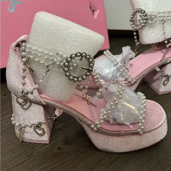NIB Dolls Kill / Sugar Thrillz Pink Holy Revelation Platform Sandals - Picture 6 of 8